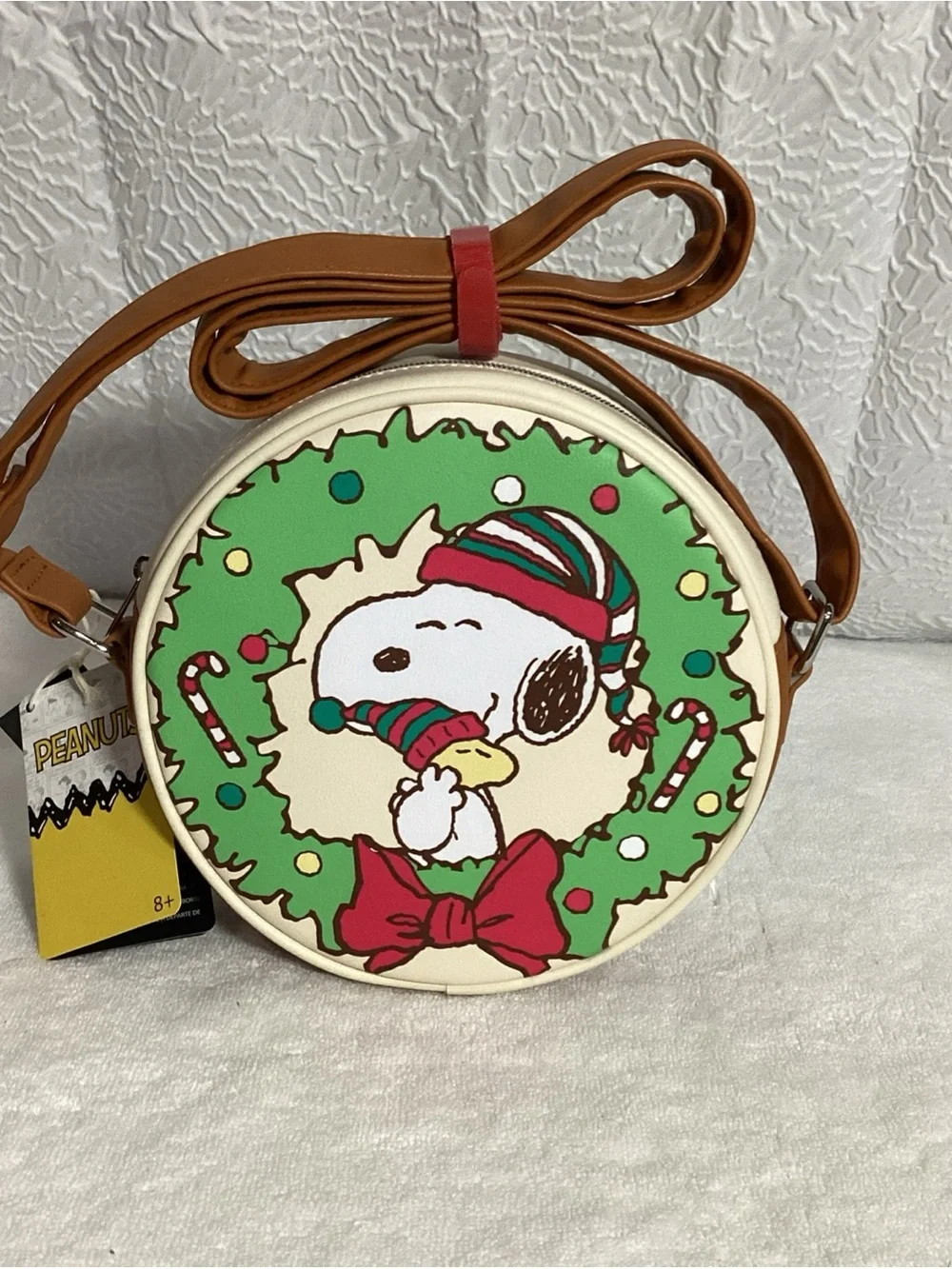Loungefly Hot Topic Exclusive Peanuts Snoopy Christmas Wreath Crossbody Bag NEW